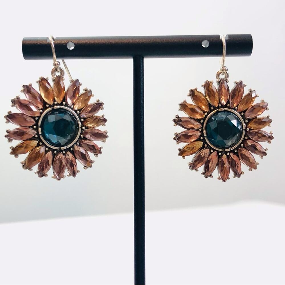 Sunflower Burst Cut Glass Earrings - Picture 11 of 16